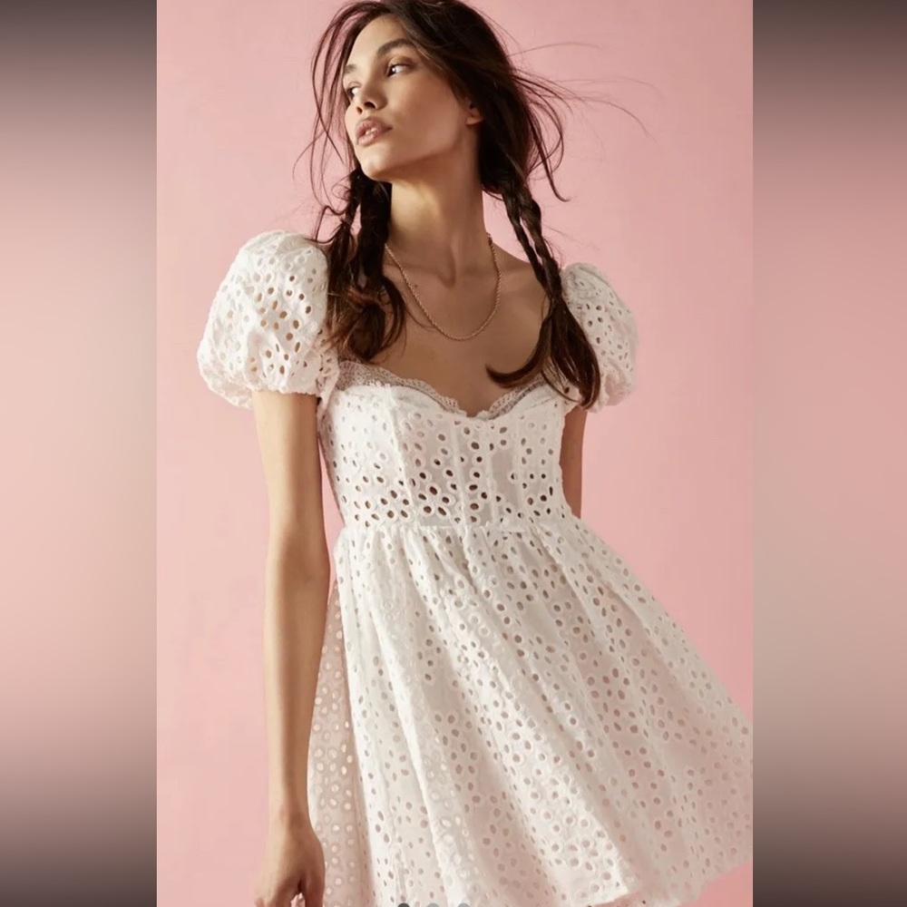 For Love And Lemons White Eyelet Mini Dress